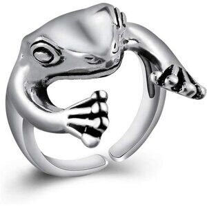 Frog Ring Silver Alloy Adjustable Animal Jewelry Durable